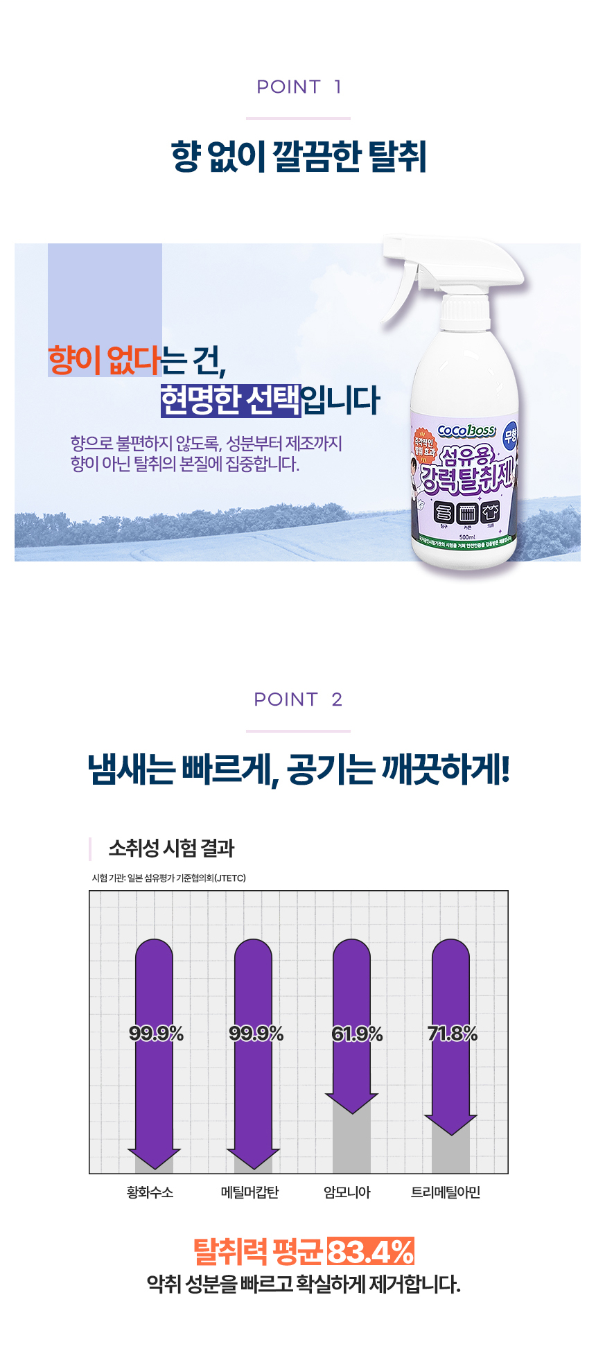 코코펩 섬유용 무향탈취제 상세페이지